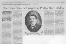 Reeditan obra del angelino Pedro Ruiz Aldea