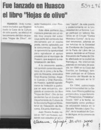 Fue lanzado en Huasco el libro "Hojas de olivo"  [artículo]