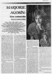 Marjorie Agosín, una conocida desconocida  [artículo] Marcela Morgheinstern