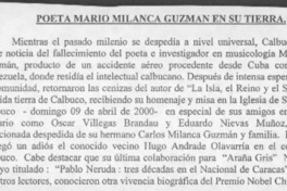 Poeta Mario Milanca Guzmán en su tierra  [artículo]