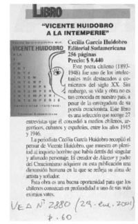 "Vicente Huidobro a la intemperie"