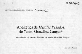 Anestética de Metales Pesados, de Yanko González Cangas  [artículo] Hernán Neira