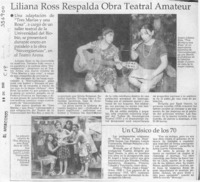 Liliana Ross respalda obra teatral amateur  [artículo]