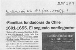"Familias fundadoras de Chile 1601-1655. El segundo contingente"  [artículo]