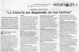 "La historia no depende de los hechos"  [artículo] Absalón Opazo Moreno
