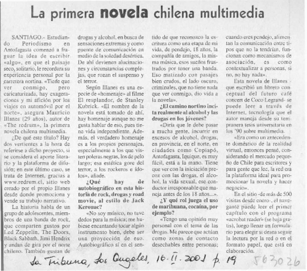 La primera novela chilena multimedia  [artículo]