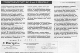 "Pedazos enteros" de Juan A. Massone.  [artículo] Horacio Hernández Anderson