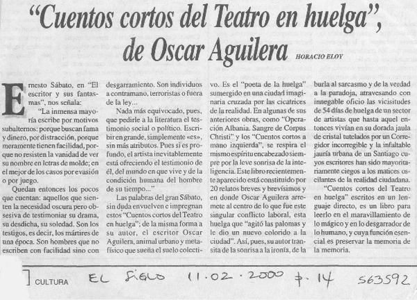 "Cuentos cortos del Teatro en huelga" de Oscar Aguilera