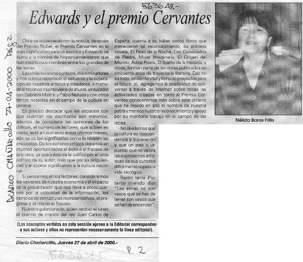 Edwards y el Premio Cervantes