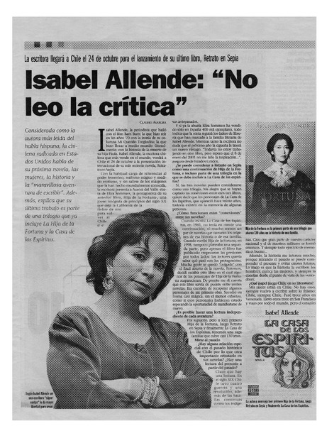 Isabel Allende, "No leo la crítica"