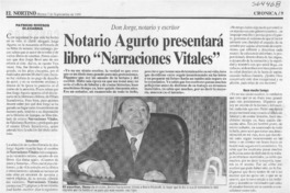 Notario Agurto presentará libro "Narraciones Vitales"