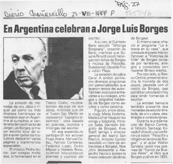 En Argentina celebran a Jorge Luis Borges