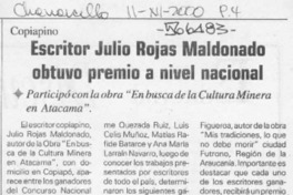 Escritor Julio Rojas Maldonado obtuvo premio a nivel nacional