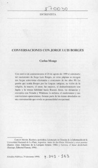 Conversaciones con Jorge Luis Borges  [artículo] Carlos Monje