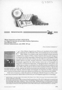 "Misión argentina en Chile" (1970-1973)  [artículo] Omar Gutiérrez Valdebenito