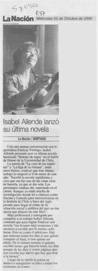Isabel Allende lanzó su última novela