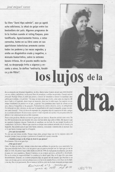 Los lujos de la Dra. Cordero  [artículo] José Miguel Varas