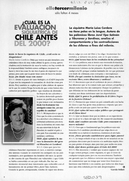 ¿Cuál es la evaluación siquiátrica de Chile antes del 2000?  [artículo] Carola Solari
