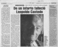De un infarto falleció Leopoldo Castedo  [artículo]
