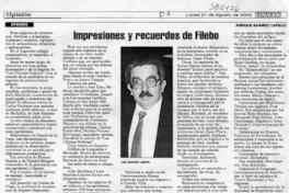 Impresiones y recuerdos de Filebo  [artículo] Enrique Ramírez Capello