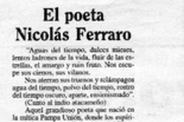 El poeta Nicolás Ferraro  [artículo] Marietta Morales R.