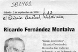 Ricardo Fernández Montalva  [artículo] Hernán de la Carrera Cruz