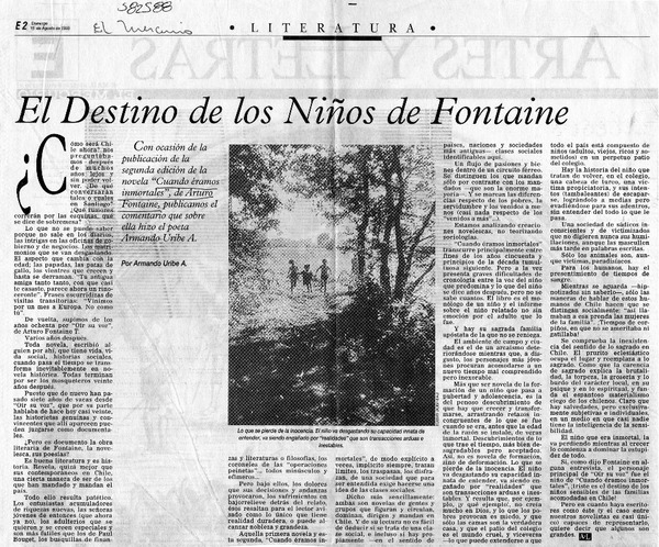 El destino de los niños de Fontaine  [artículo] Armando Uribe A.