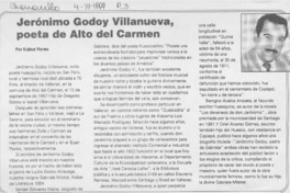 Jerónimo Godoy Villanueva, poeta de Alto del Carmen  [artículo] Kabur Flores