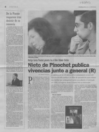 Nieto de Pinochet publica vivencias junto al genenal (R)  [artículo] Ana María Sanhueza