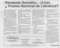 Fernando González-Urizar, ¿Premio Nacional de Literatura?  [artículo] Luis Agoni Molina
