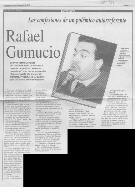 Rafael Gumucio  [artículo] Francisco Bañados