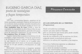 Eugenio García Díaz, poeta de nostalgias y fugas  [artículo] Juan Antonio Massone