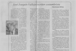 José Joaquín Vallejo, escritor costumbrista  [artículo] Oriel Álvarez Gómez