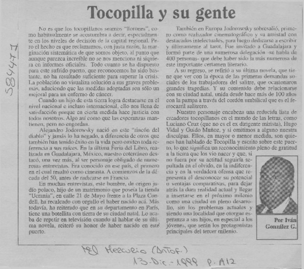 Tocopilla y su gente  [artículo] Iván González G.