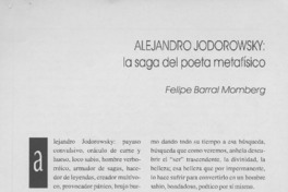 Alejandro Jodorowsky, la saga del poeta maetafísico  [artículo] Felipe Barral Momberg