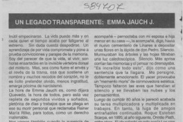 Un legado transparente, Emma Jauch J.  [artículo] Juan Antonio Massone