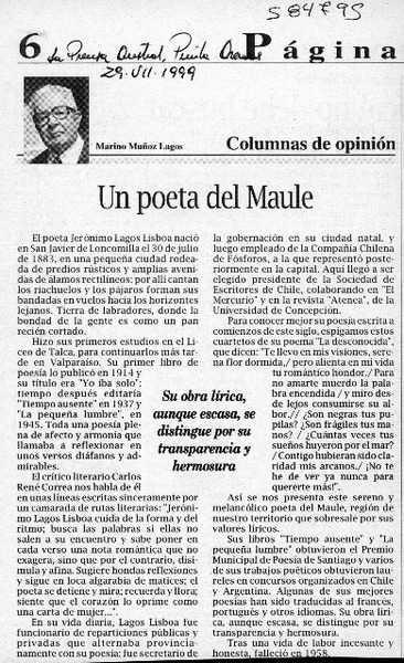 Un poeta del Maule  [artículo] Marino Muñoz Lagos