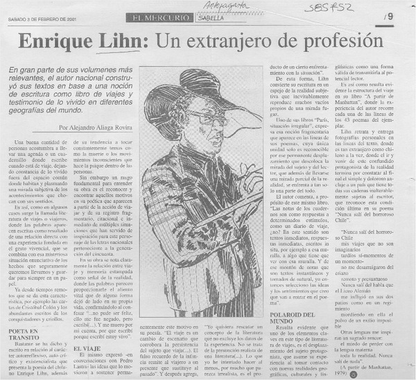 Enrique Lihn, un extranjero de profesión  [artículo] Alejandro Aliaga Rovira