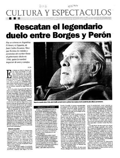Rescatan el legendario duelo entre Borges y Perón  [artículo]