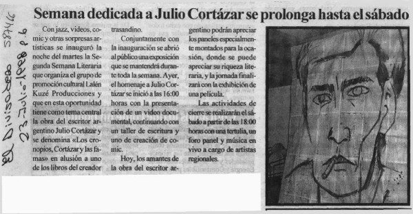 Semana dedicada a Julio Cortázar se prolonga hasta el sábado
