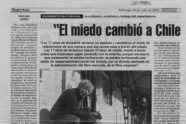"El miedo cambió a Chile profundamente"  [artículo] Roberto Amaro