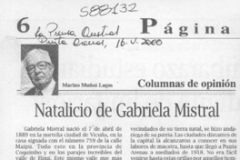 Gabriela Mistral (6 abril 1889)  [artículo] Olga Lolas Nazrala