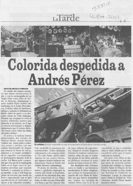 Colorida despedida a Andrés Pérez