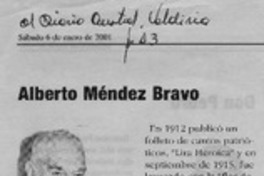 Alberto Méndez Bravo  [artículo] Hernán de la Carrera Cruz
