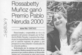 Rossabetty Muñoz ganó Premio Pablo Neruda 2000