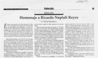 Homenaje a Ricardo Neptalí Reyes  [artículo] Ricardo Sepúlveda C.