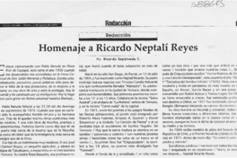 Homenaje a Ricardo Neptalí Reyes  [artículo] Ricardo Sepúlveda C.