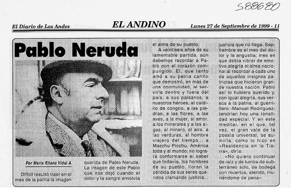 Pablo Neruda  [artículo] María Eliana Vidal A.