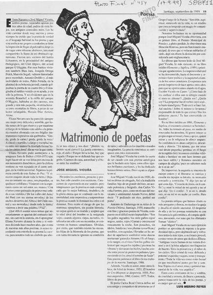 Matrimonio de poetas  [artículo] Luis Merino Reyes