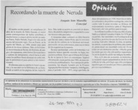Recordando la muerte de Neruda  [artículo] Joaquín Soto Mansilla